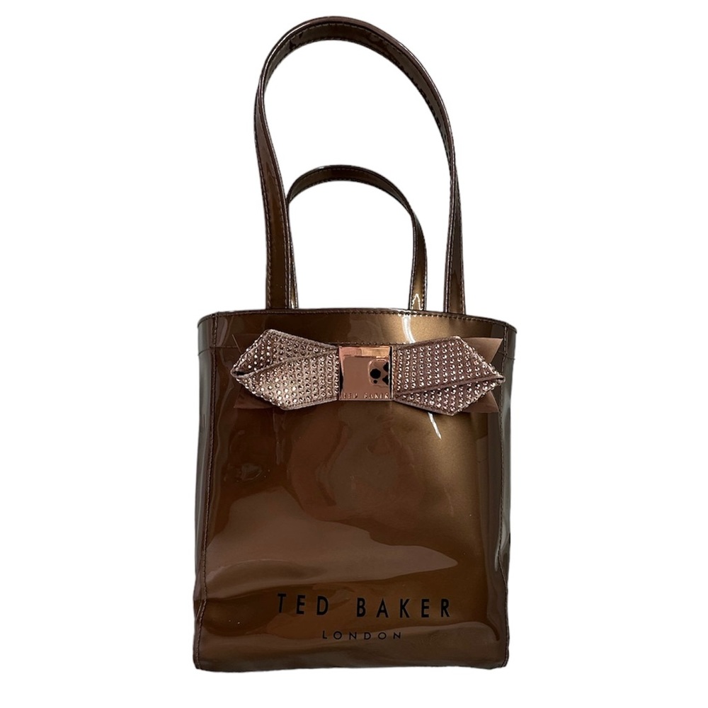 Ted Baker Bronze “Ticon” Icon Bag With Rose Gold Accents and Crystal 3D Bow